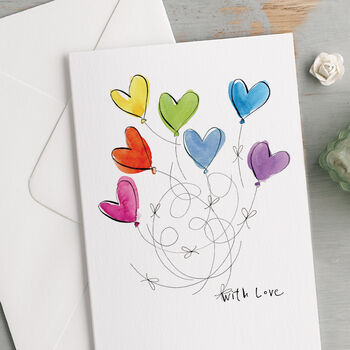 'With Love' Rainbow Hearts Card, 2 of 3