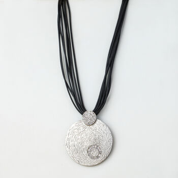 Circle Pendant Cord Necklace, 2 of 6