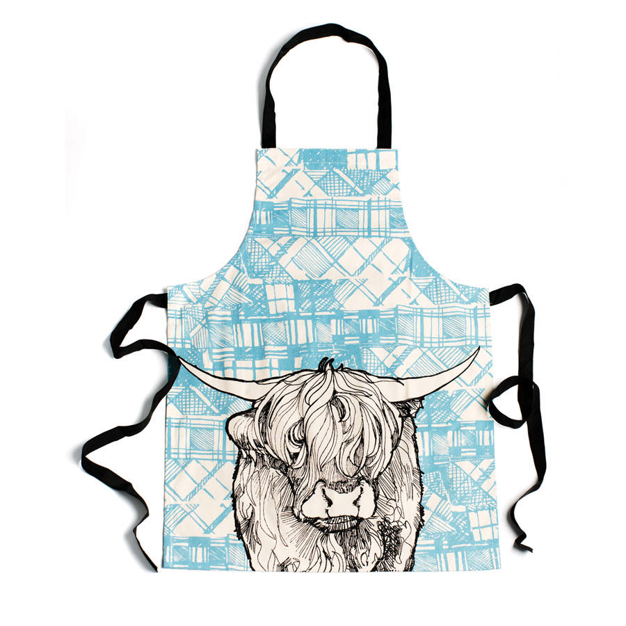 scottish highland cow apron and tea towel set by gillian kyle gift ...