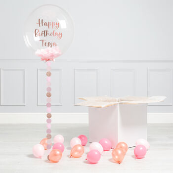 Personalised Rose Gold Circle Confetti Bubble Balloon, 2 of 3