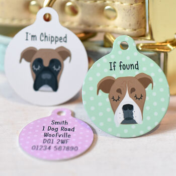 Boxer Personalised Dog Name ID Tag, 6 of 11