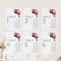 Wedding Seating Plan Cards Burgundy Red Pink Florals, thumbnail 2 of 7