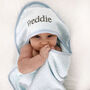 Personalised Blue Hooded Baby Towel, thumbnail 1 of 4