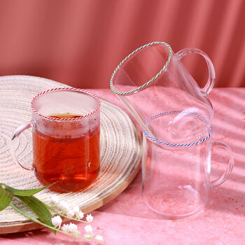 G Decor The Twist Rim Handcrafted Glassware Collection Tea Cups And Coffee Mugs In Red, Blue And Green, 2 of 7