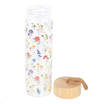 Wildflower Glass And Bamboo Water Bottle, 3 of 5