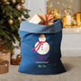 Personalised Denim Christmas Sack With Snowman, thumbnail 3 of 5