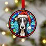 Whippet Black And White In Santa Hat Suncatcher Decoration, thumbnail 1 of 6