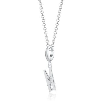 Sterling Silver Clothes Peg Charm Necklace, 2 of 6