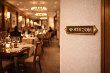 Custom Solid Brass Restroom Plaque With Antique Finish, 7 of 7