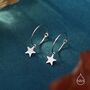 Sterling Silver Very Minimalist Star Hoop Earrings, thumbnail 3 of 11