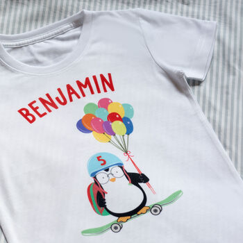 Children's Skateboarding Penguin Playground T Shirt, 3 of 6