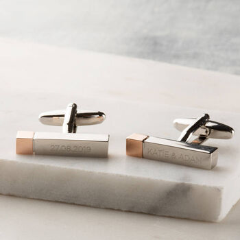Personalised Engraved Bar New Baby Cufflinks, 4 of 4