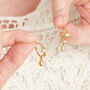 Small Pearl Hoop Studs With Dangling Pearl, 18k Gold Vermeil, thumbnail 5 of 8