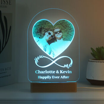 Personalised Infinity You And Me Photo Upload Heart LED Light, 7 of 9