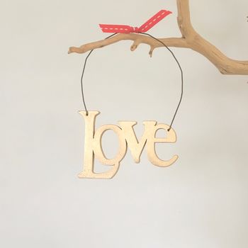'Love' ~ Gold / Red Hanging Wooden Sign, 4 of 5