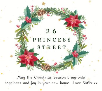 First Christmas New Home Personalised Wreath Design Candle Gift Set, 6 of 8