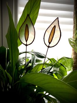 Peace Lily Plant Stake Stained Glass Faux Flowers, 2 of 5