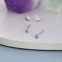 Extra Tiny 2mm Turquoise Stud Earrings, thumbnail 7 of 11