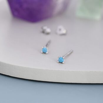 Extra Tiny 2mm Turquoise Stud Earrings, 7 of 11