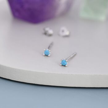 Extra Tiny 2mm Turquoise Stud Earrings, 7 of 12