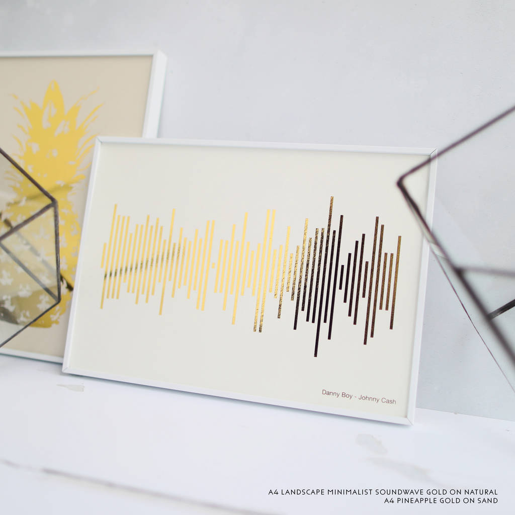 minimalist metallic soundwave print by yve print co