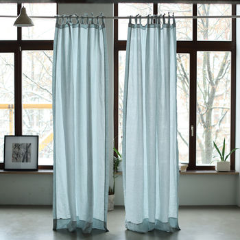 Linen Stone Washed Curtains With Ties, 7 of 10