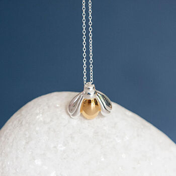 Tiny Bee Necklace In 18ct Gold Plated Sterling Silver, 2 of 11