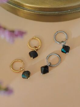 Aurora Rhombus Obsidian Earrings, 4 of 11