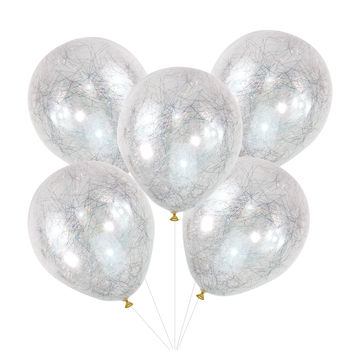Silver Angel Hair Filled Party Balloons, 2 of 3