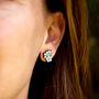 Inky Forget Me Not Cluster Birch Stud Earrings, thumbnail 2 of 10