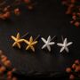 Silver And Gold Plated Starfish Duo Stud Earring Set, thumbnail 1 of 5