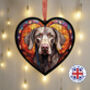 Weimaraner Stained Glass Effect Heart Suncatcher, thumbnail 1 of 5