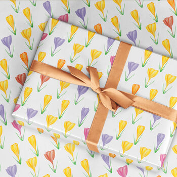 Crocus Tulips Wrapping Paper Roll Or Folded, 2 of 3