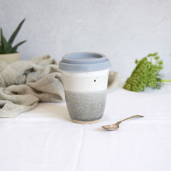 Ceramic Travel Mug With Grey Silicon Band, 3 of 9