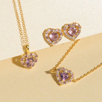 Purple Heart Lavender Amethyst Bracelet In Silver And Gold, 8 of 10