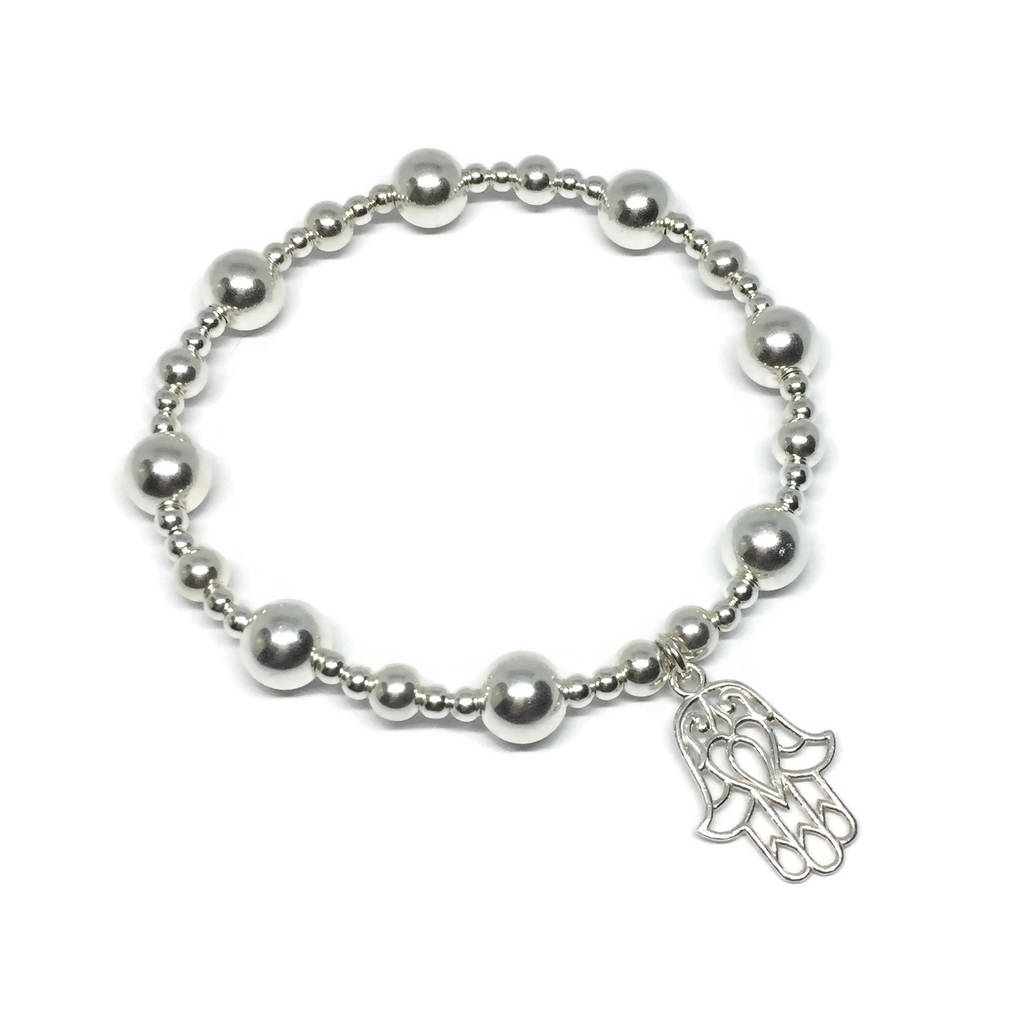 925 Silver Chunky Hamsa Hand Bracelet By Flawless | notonthehighstreet.com