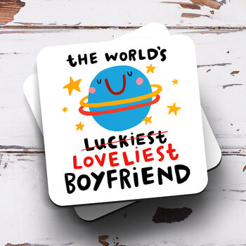 Personalised Boyfriend Mug 'World's Luckiest/Loveliest', 3 of 3
