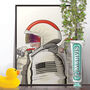 Space Astronaut Brushing Teeth, Funny Bathroom Art, thumbnail 1 of 7