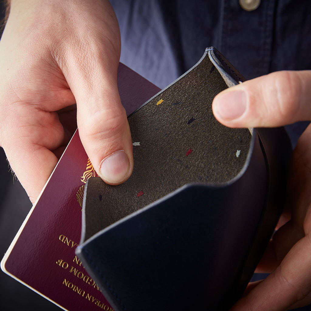 Personalised Leather Passport Sleeve By Man Gun Bear