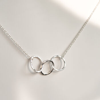 Sterling Silver Three Linked Circles Infinity Necklace, 2 of 9