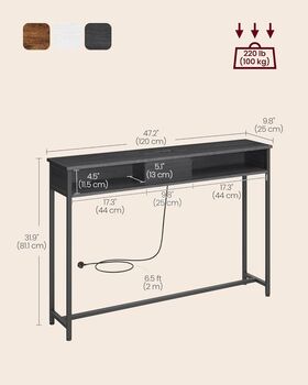 Slim Console Table Console Table With Charging Station, 2 of 8