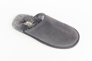 Snugtoes Mens Leather Slippers In Grey, 6 of 6