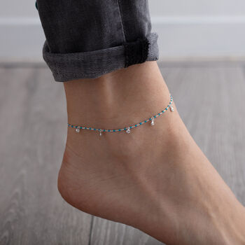 Turquoise And Sterling Silver Anklet, 2 of 3