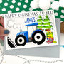 Personalised Blue Tractor Christmas Card, thumbnail 1 of 9