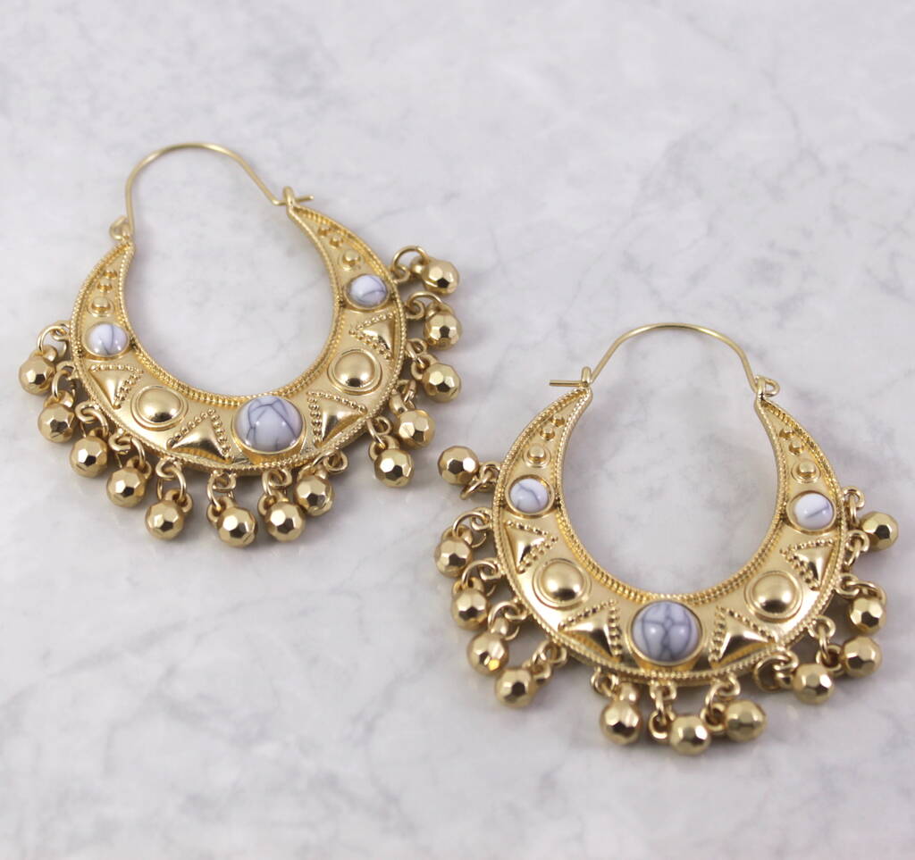 Boho Gold Statement Hoop Earrings By Lucy Loves Neko
