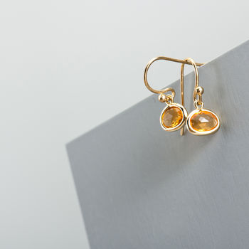 Gold Plated Ellipse Drop Earrings, 8 of 9