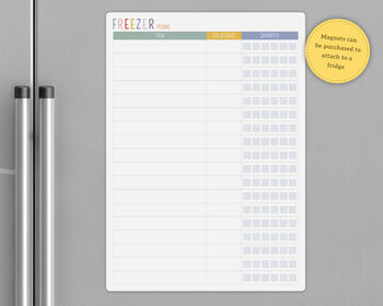 Freezer Inventory Whiteboard, Dry Erase Food Checklist, A4/A3 Sizes, 5 of 5