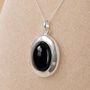 Personalised Sterling Silver Black Onyx Gemstone Photo Locket Necklace, thumbnail 1 of 6
