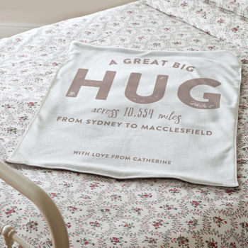 Personalised 'Hug Across The Miles' Luxury Blanket, 6 of 9