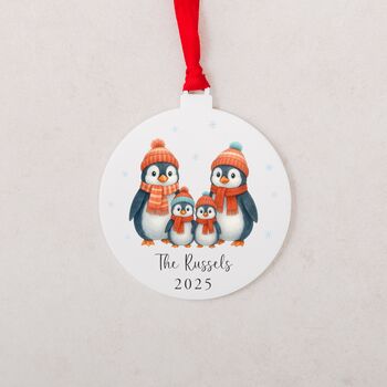 Personalised Penguin Family Christmas Tree Decoration, 3 of 8